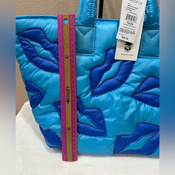 Wildfox Turquoise and Blue Lips Tote Bag - Picture 8 of 9